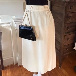 Vintage 70s 80s cream wool pencil skirt, pockets